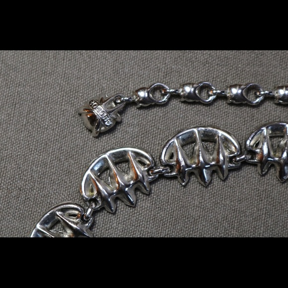 Vintage jewelry blue and clear AB rhinestone Bogoff  statement necklace - Picture 10 of 10